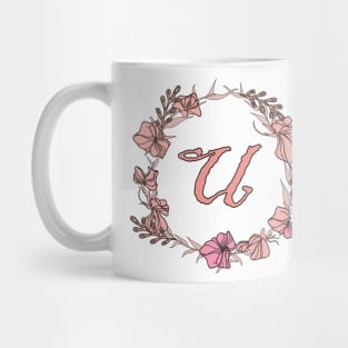 Letter U Rose Pink Initial Monogram - Letter u Mug